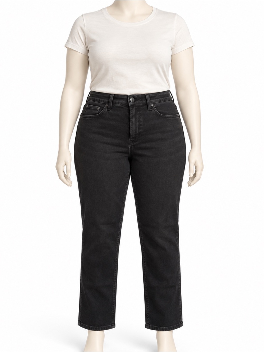 Jones New York Gramercy Curvy Black Straight Leg Jeans Size 14 Short